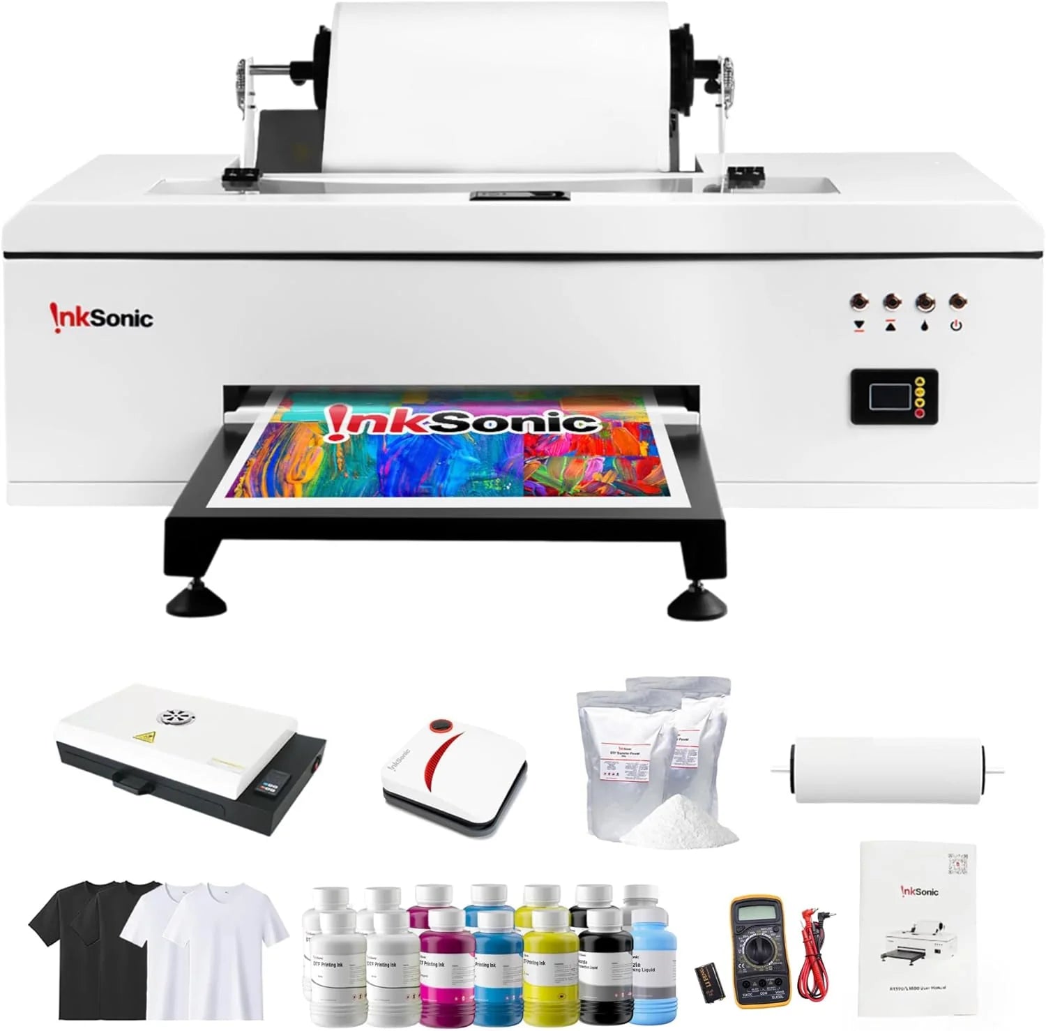 d2458b82e2f9da66e2ebb8252bad468085a2ea1ad28d6dab2d41bc4238ca050a InkSonic R1390 A3 DTF Printer with Oven, T-Shirt Printing Bundle