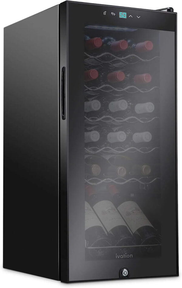 18 Bottle Compressor Wine Cooler Refrigerator w/Lock, Large Freestanding Wine Cellar For Red, White, Champagne or Sparkling Wine, 41f-64f Digital...