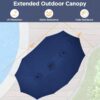 15 ft Large Patio Umbrella with Solar Lights Double-Sided Outdoor Rectangle Market Umbrellas with 36 LED Lights/Base Included/Easy Crank for Patio...