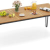 RELAX4LIFE Wooden Outdoor Dining Table for 8, 79" Rectangular Table w/Acacia Wood Slatted Top, Umbrella Hole & Metal Legs, Indoor Outdoor Bistro...