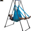 Air Yoga Equipment Set Includes: Blue Aerial Yoga Hammock and The Height-Adjustable Foldable Sturdy Durable KT Yoga Swing Stand Frame