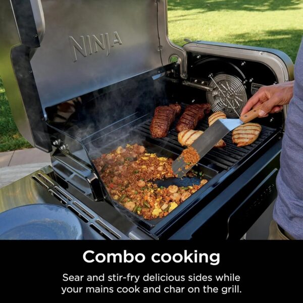 Ninja FlexFlame, Grill and Smoker, Electric and Propane Grill, Roaster, BBQ Grill, 5-in-1 Cooking System, 3 Burner, Digital Control, Outdoor...