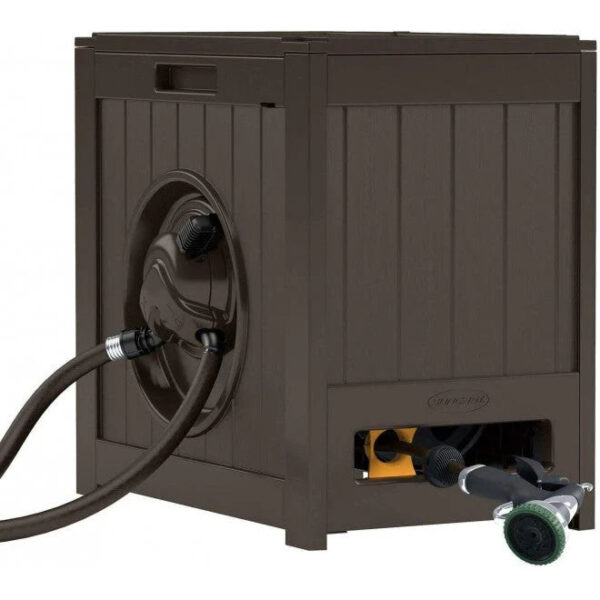 Suncast 125 Aquawinder Auto Rewind Water Powered Yard Hose Reel, Java (2 Pack)