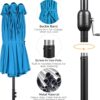 15 ft Large Patio Umbrella with Solar Lights Double-Sided Outdoor Rectangle Market Umbrellas with 36 LED Lights/Base Included/Easy Crank for Patio...