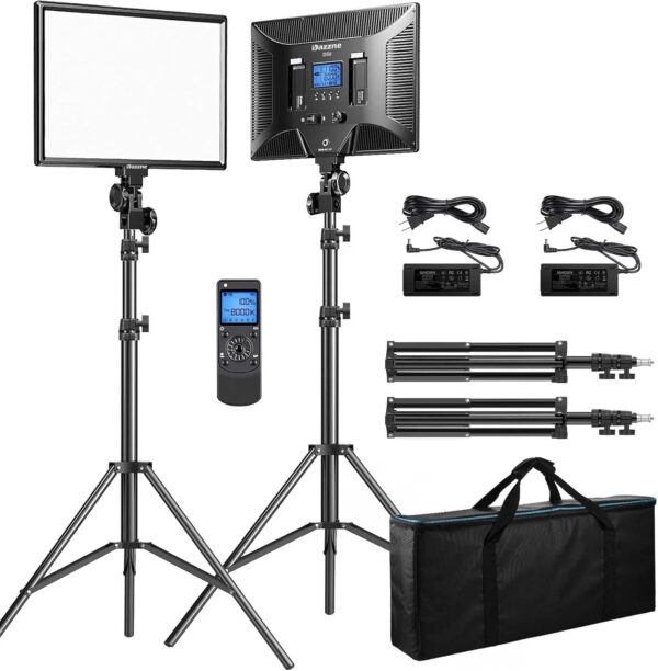 D50 LED Video Light Panel Lights 15.4", 2 Packs 45W 3000K-8000K Bi-Color Dimmable Photography Lighting, CRI 96+ Videography Lighting for Video...