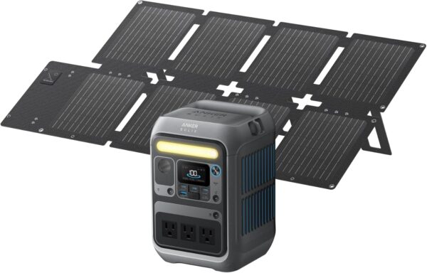 Anker Solar Generator SOLIX C300 with 60W Solar Panel, 288Wh Portable Power Station, 300W (600W Surge), LiFePO4 Battery, 140W Two-Way Fast...