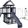 Backyard Discovery Canyon Creek Cedar Wood Swing Set with Wave Slide, Clubhouse, Play Kitchen, Picnic Area, Belt Swings, Web Swing, Rock Wall,...