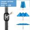 15 ft Large Patio Umbrella with Solar Lights Double-Sided Outdoor Rectangle Market Umbrellas with 36 LED Lights/Base Included/Easy Crank for Patio...