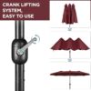 15 ft Large Patio Umbrella with Solar Lights Double-Sided Outdoor Rectangle Market Umbrellas with 36 LED Lights/Base Included/Easy Crank for Patio...