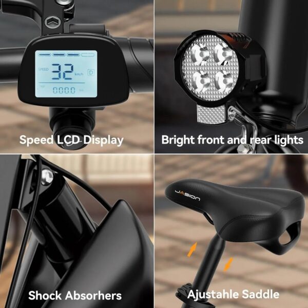 EB3 Electric Bike Adults 21mph, 500W Peak Motor, 270Wh Battery, Rear Suspension, 3 Levels Assist, 14" Folding Ebike for Adults and Teens, Complies...
