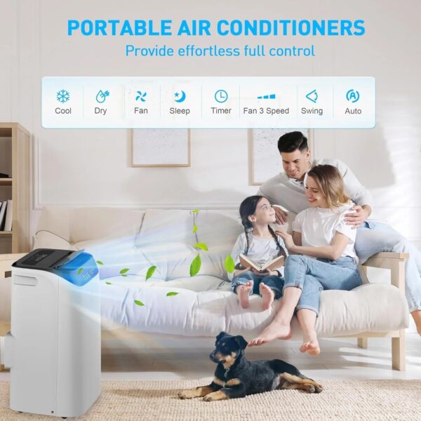 Portable Air Conditioner Cools Up to 700 Sq.Ft, 3-IN-1 Energy Efficient Portable AC Unit with Remote Control & Installation Kits for Large Room,...
