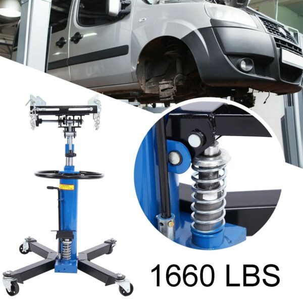 1660 Pounds Hydraulic Car Transmission Jack Vertical Lift with 360 Swivel Wheel Pedal ,Blue,33"-70"(0.75Ton)
