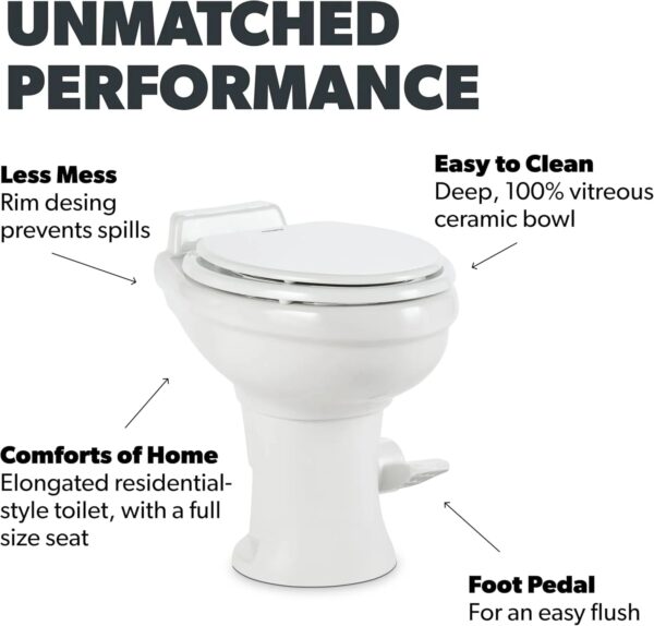 320 Series Standard Height RV Toilet - White