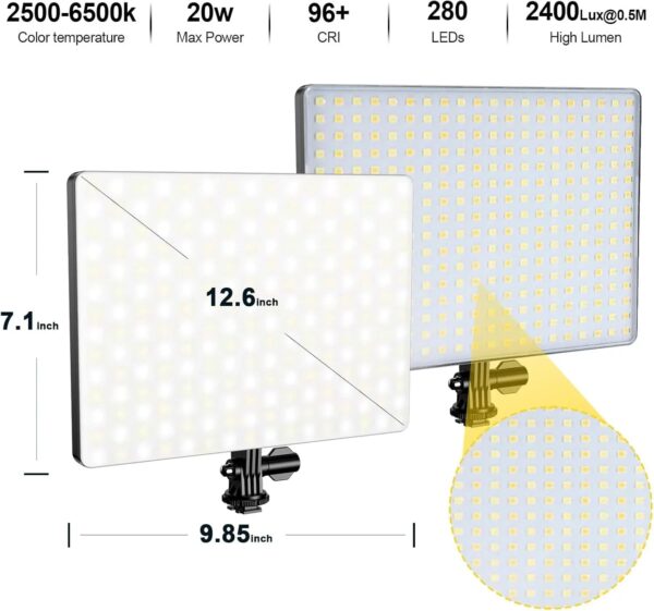 D50 LED Video Light Panel Lights 15.4", 2 Packs 45W 3000K-8000K Bi-Color Dimmable Photography Lighting, CRI 96+ Videography Lighting for Video...