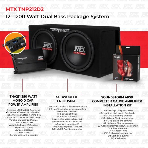 12 1200W Dual Car Subwoofer Package with Amplifier & Installation Kit