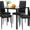 FDW Dining Table Set Glass Dining Room Table Set for Small Spaces Kitchen Table and Chairs for 4