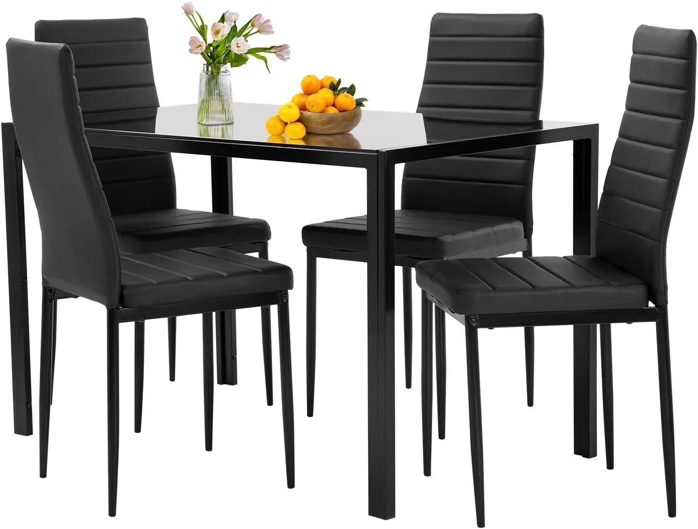 db475fb58a0760c6157a76cf83778d72989130ebb31cc580d23395cc3d310476-1 FDW Dining Table Set Glass Dining Room Table Set for Small Spaces Kitchen Table and Chairs for 4