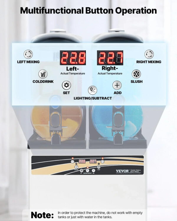 VEVOR Slushy Machine, 15Lx2 Double Tank Commercial Margarita Machine, 120 Cups Stainless Steel Margarita Smoothie Frozen Drink Machine, Slushie...