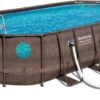 Bestway Power Steel 18' x 9 'x 48' above ground swimming pool Set with metal frame home swimming pool sand filter pump, skimmer and vacuum