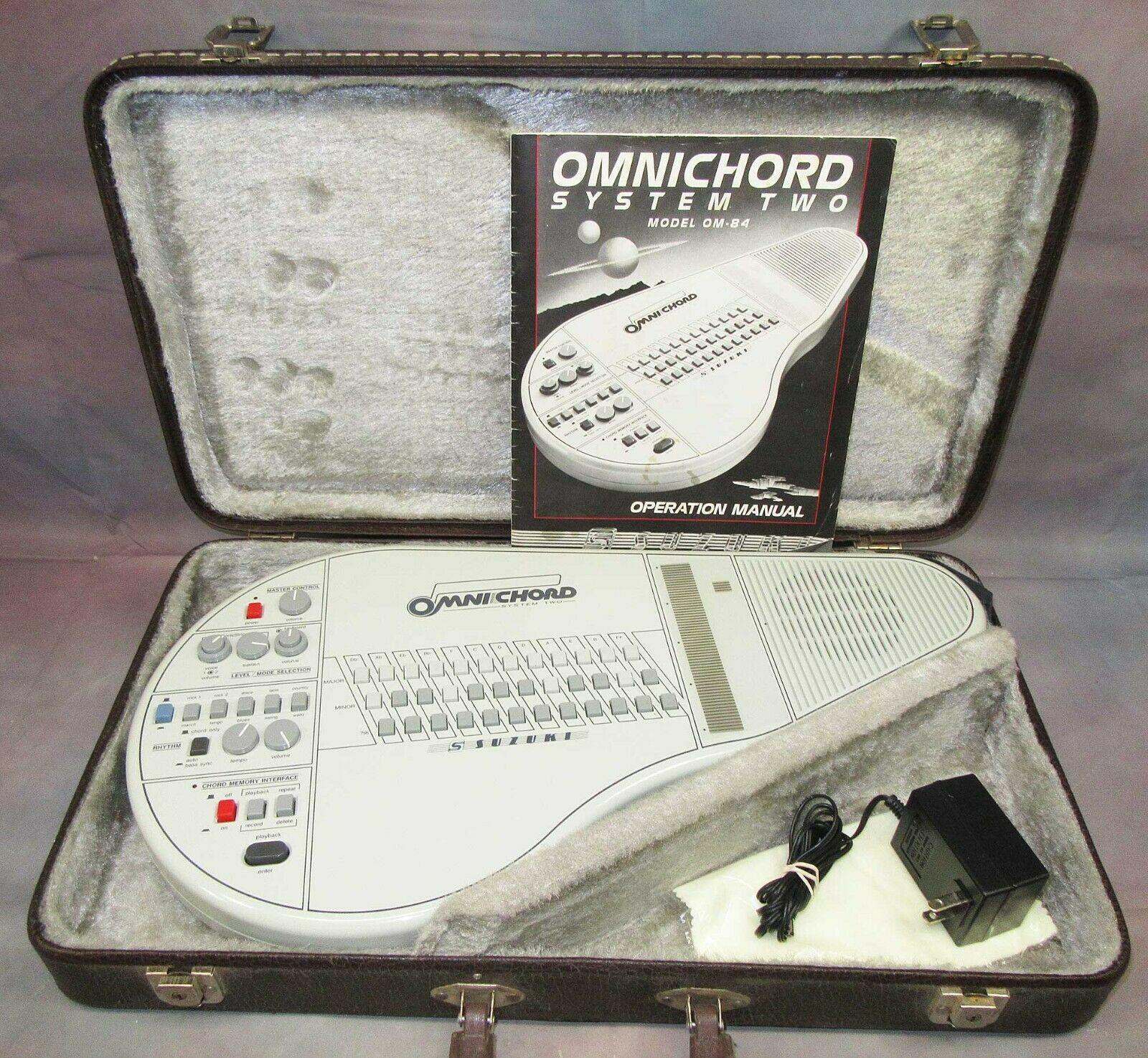 dc536c421951422d87bd80396537d2a219b69cdcc57055a7b209cf7730e2ea6b Suzuki Omnichord OM 84 System Two w/ Hard Case Power Supply Manual TESTED! WORKS
