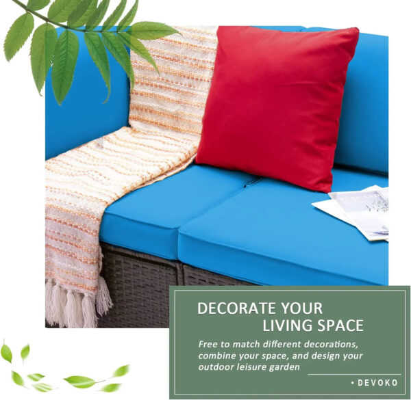 Devoko 5 Pieces Patio Furniture Sets All Weather Outdoor Sectional Patio Sofa Manual Weaving Wicker Rattan Patio Seating Sofas with Cushion and...