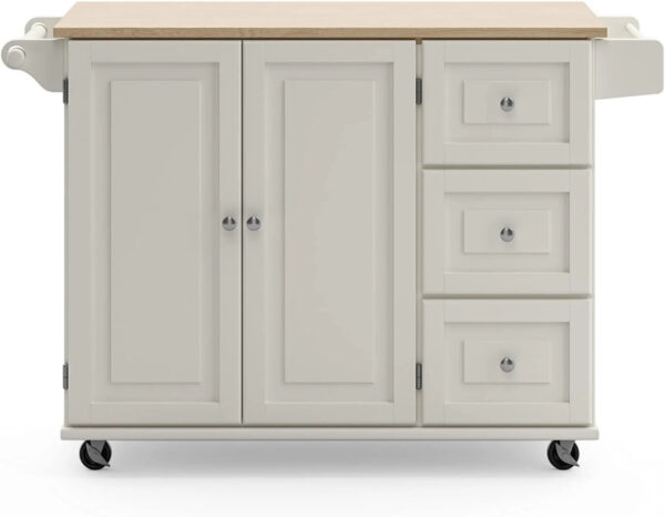 Homestyles Dolly Madison Mobile Kitchen Island Cart, Drop Leaf Breakfast Bar