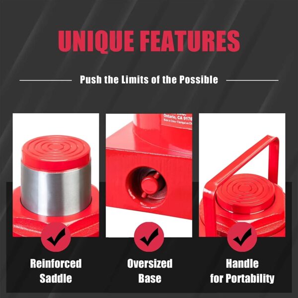 BIG RED 50 Ton Low Profile Hydraulic Bottle Jack Welded Construction for Automotive & Heavy Lifting