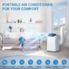 Portable Air Conditioner Cools Up to 700 Sq.Ft, 3-IN-1 Energy Efficient Portable AC Unit with Remote Control & Installation Kits for Large Room,...