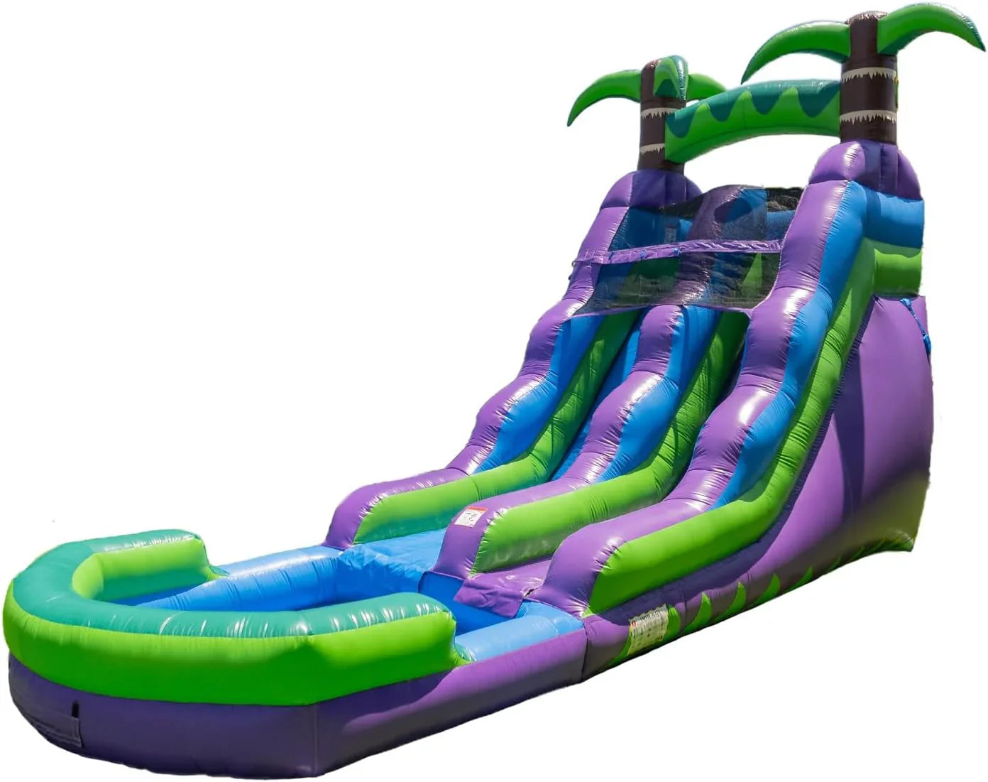16 Purple Tropical Lightweight Premium Commercial Grade Water Slide Inflatable with Attached Pool for Kids and Adults (with Blower), Wet Dry Use,...
