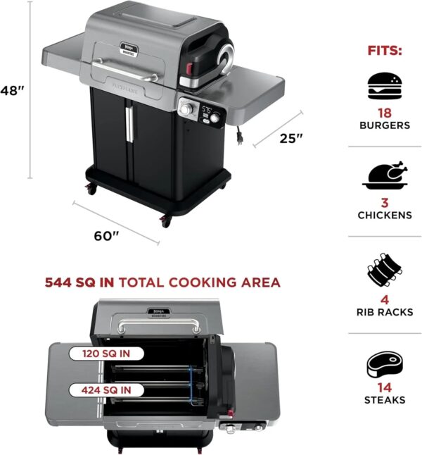 Ninja FlexFlame, Grill and Smoker, Electric and Propane Grill, Roaster, BBQ Grill, 5-in-1 Cooking System, 3 Burner, Digital Control, Outdoor...