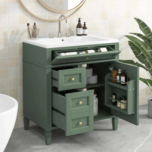 36" Bathroom Vanity with Single Sink Combo, Modern Undermount Bathroom Sink Cabinet with 2 Drawers and a Tip-Out Drawer, Freestanding Bathroom...