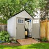Rubbermaid Resin Outdoor Storage Shed With Floor (7 x 7 Ft) Weather Resistant Gray Organization for Home/Backyard/Garden Tools/Lawn Mower/Bike...