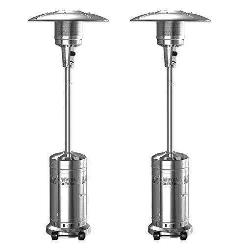 e0d09e6ddc4034bcdf00d6d4b2ca75b26becb18cceeac5655e5b51a090ba4d92 2 Set 48,000-BTU Umbrella Patio Propane Heater with Wheels,Stainless Steel Patio Heater,Stainless Steel Floorstanding Liquid Propane Heater...