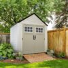 Rubbermaid Resin Outdoor Storage Shed With Floor (7 x 7 Ft) Weather Resistant Gray Organization for Home/Backyard/Garden Tools/Lawn Mower/Bike...