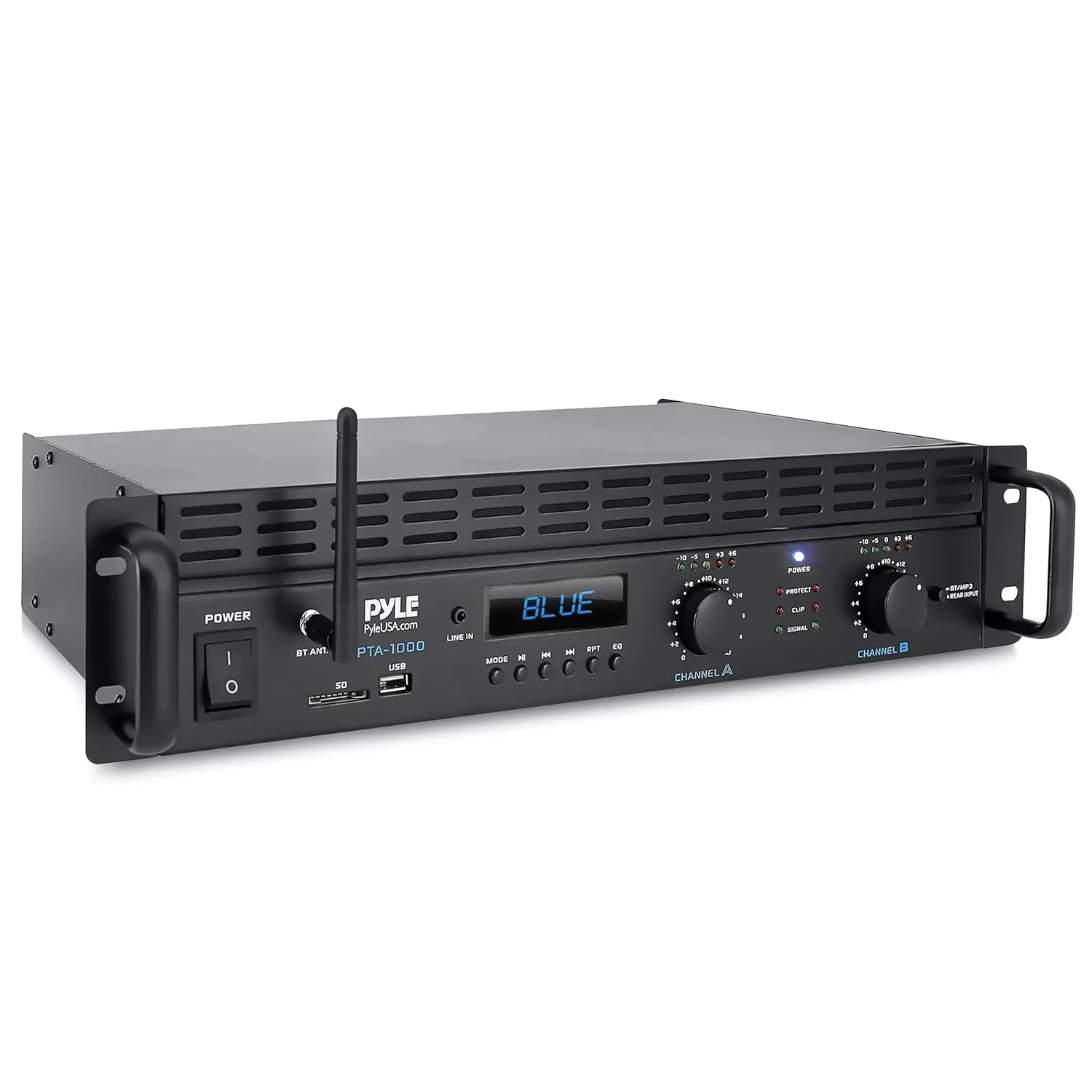 2-Channel Bluetooth Power Amplifier - 2000W Bridgeable Rack Mount Pro Audio Sound Wireless Home Stereo Receiver w/TRS XLR Input,LCD, Bridge Mode,...