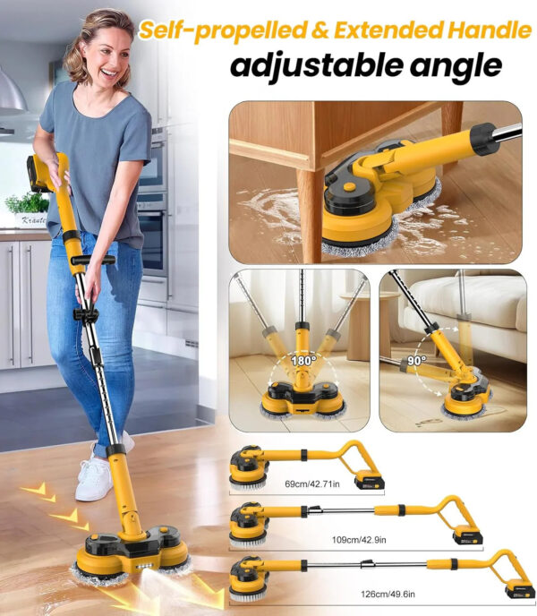 6000mAh Battery Electric Mop M1, 800RPM Cordless Electric Power Scrubber & Mops for Floor Cleaning, Best Automatic Spin Mops with Smart...