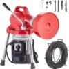 Segmented sewer cleaning machine 66 feet x 5/8 inches, 250-watt electric sewer unclogger with manual feeder - equipped with 2 steel cables, 7...