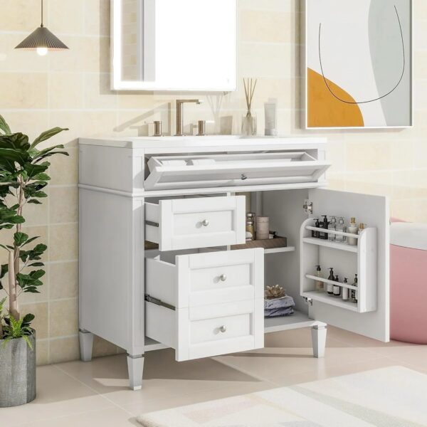 36" Bathroom Vanity with Single Sink Combo, Modern Undermount Bathroom Sink Cabinet with 2 Drawers and a Tip-Out Drawer, Freestanding Bathroom...