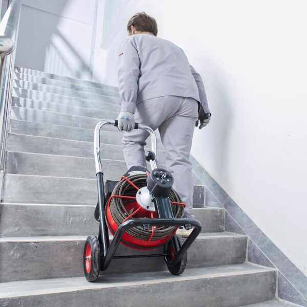 Drain Cleaner Machine 100FT x 1/2 Inch, Auto Feed Sewer Snake Auger on Wheels, 550W Portable Drain Cleaning Machine with 8 Cutters & Air-activated...
