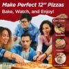 Electric Pizza Oven with Ceramic Stone, Viewing Window, Adjustable Heat Control, Timer and 1200W Baking Power, DIY Homemade Pizzeria, Large 12 Pie...