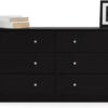 3-Pc Scandinavian Design Engineered Wood Bedroom Furniture Set with 3-Drawer Chest & 6-Drawer Double Dresser & 1-Drawer Nightstand, Pewter Plastic...