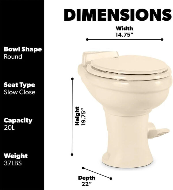 320 Series Standard Height RV Toilet - White