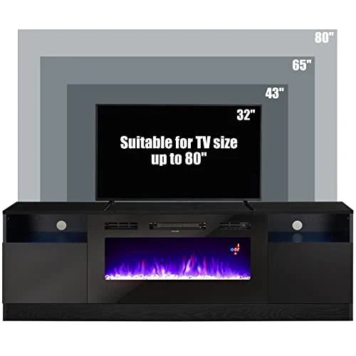 Amerlife Fireplace TV Stand with 36" Electric Fireplace, LED Light Entertainment Center