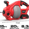 20V Cordless Electric Drain Auger-Efficient 25Ft Auto-Feed Drain Snake with Replaceable Cable,2.0Ah Battery,Charger,Storage Bag & Gloves for...