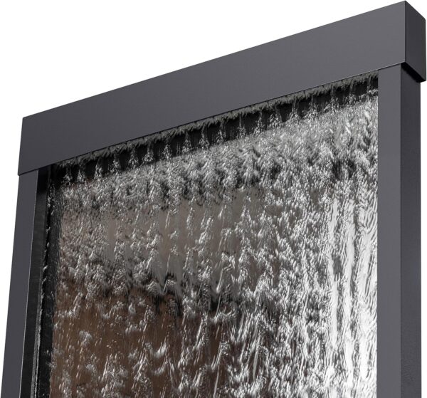 Alpine Mirror Waterfall Fountain with Stones & Lights, 72", Indoor/Outdoor Zen Decor