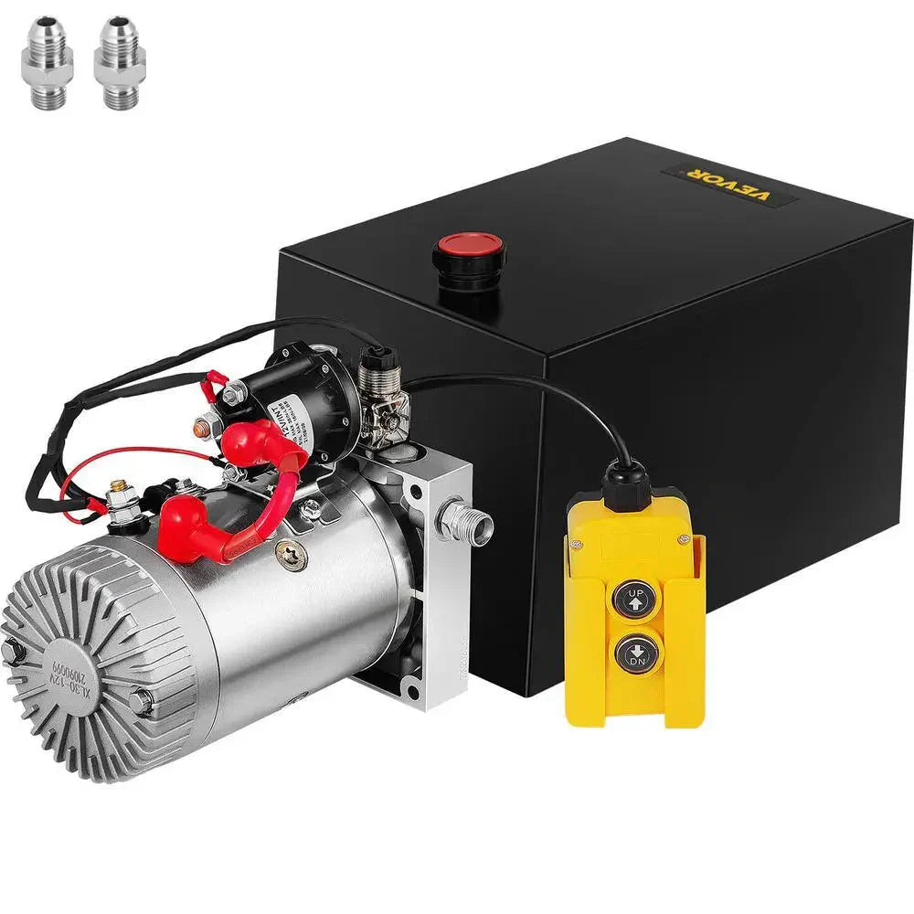 ebb5c854aa208a1a582a4f6f4100a520b4447c74b5e5dd06f3083cb79cf84d6b 12 qt. 12-Volt 3200 PSI Hydraulic Power Pump Electric Dump Trailer Pump with Steel Reservoir for Car Lift 12LDZYCZYYBTX0001V0