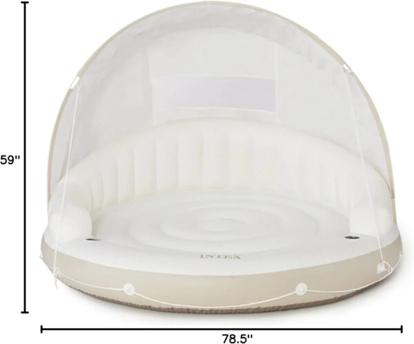 58292EP Canopy Island Inflatable Pool Float: Comfortable Lounge Surface Built-in Cup Holders Detachable Sunshade 440lb Max Weight Capacity 78.5" x 59"