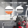 Drain Cleaner Machine 100FT x 1/2 Inch, Auto Feed Sewer Snake Auger on Wheels, 550W Portable Drain Cleaning Machine with 8 Cutters & Air-activated...