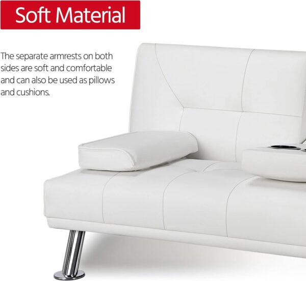 Yaheetech Convertible Sofa Bed Adjustable Couch Sleeper Modern Faux Leather Home Recliner Reversible Loveseat Folding Daybed Guest Bed, Removable...