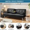 Yaheetech Convertible Sofa Bed Adjustable Couch Sleeper Modern Faux Leather Home Recliner Reversible Loveseat Folding Daybed Guest Bed, Removable...